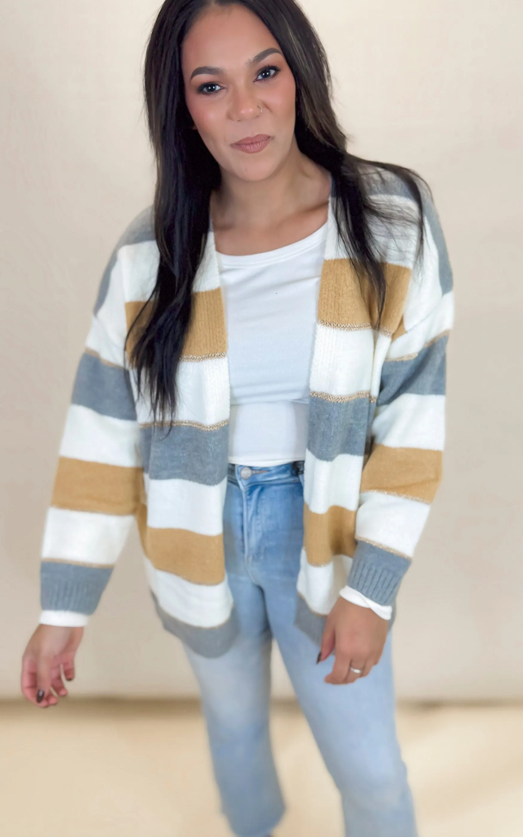 A Touch of Gold Striped Cardigan