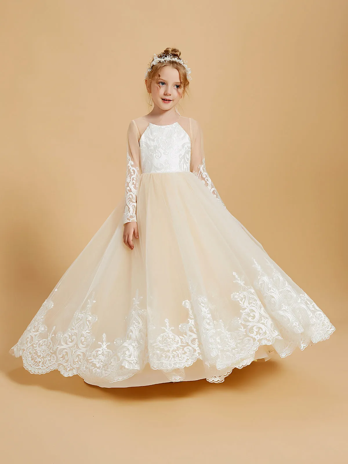 Adorable Flower Girl Dresses with Bowknots and Lace Applique