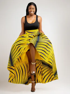 African Print Imani High Low Maxi Skirt