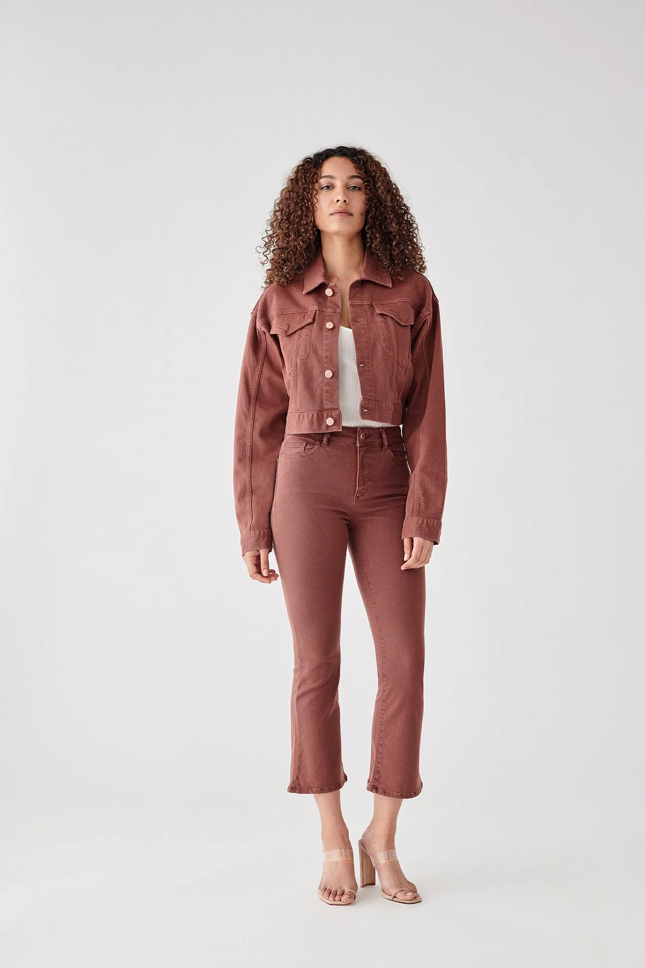 ANNIE CROPPED JEAN JACKET REDWOOD