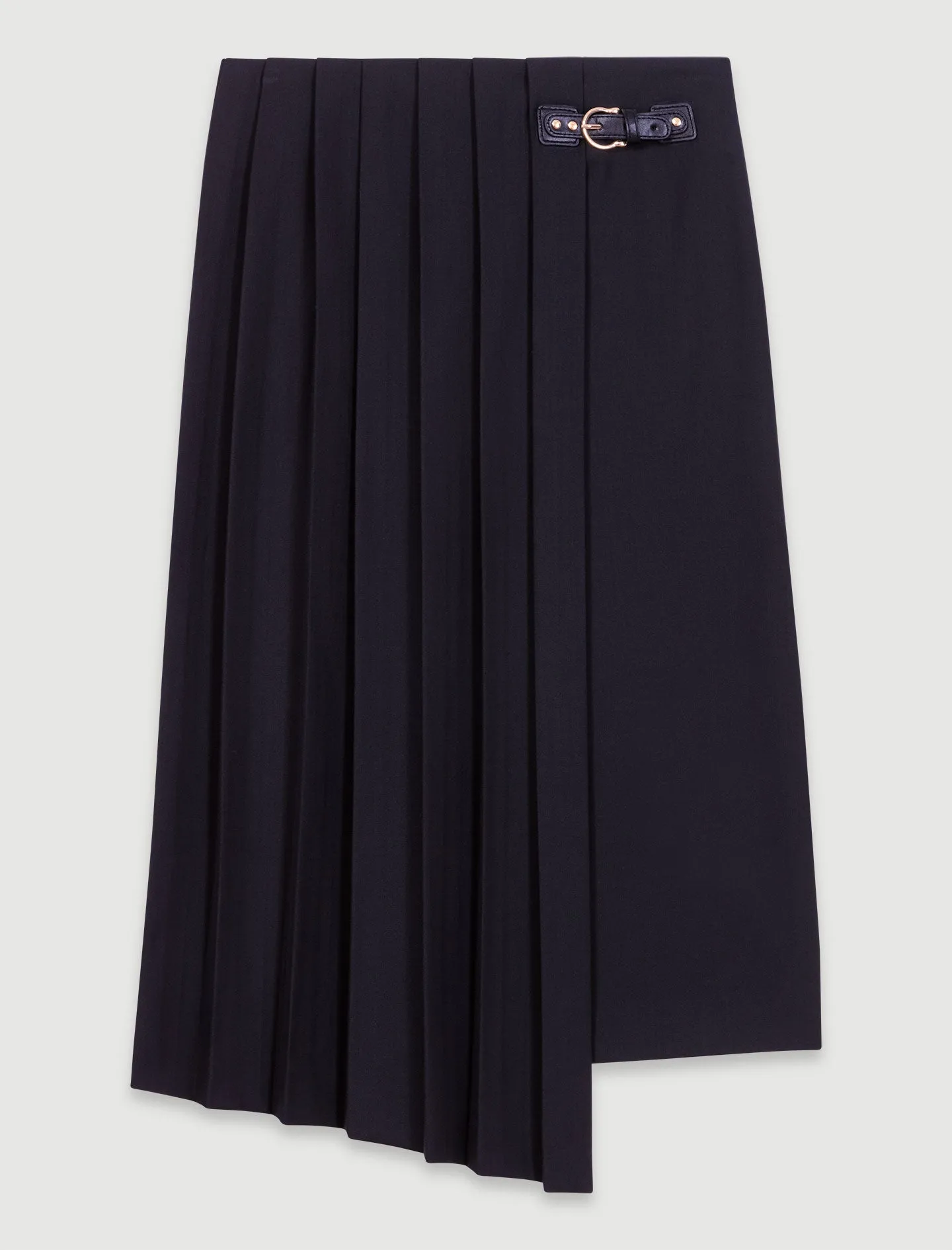 Asymmetrical long pleated skirt