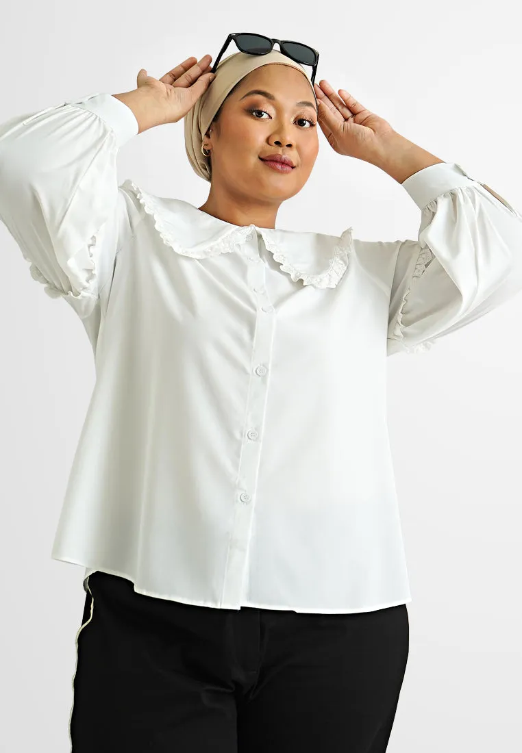 Ayla Bib Collar Dolly Button Top