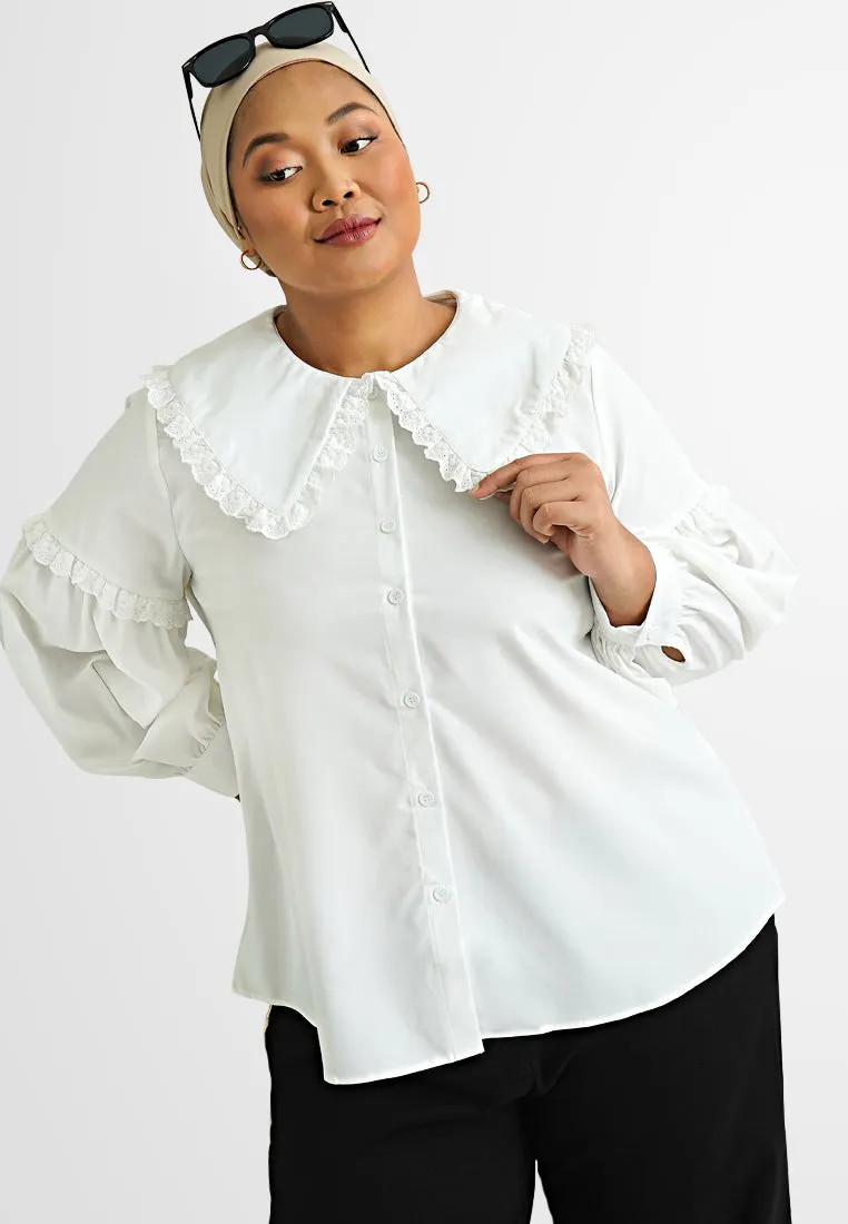 Ayla Bib Collar Dolly Button Top