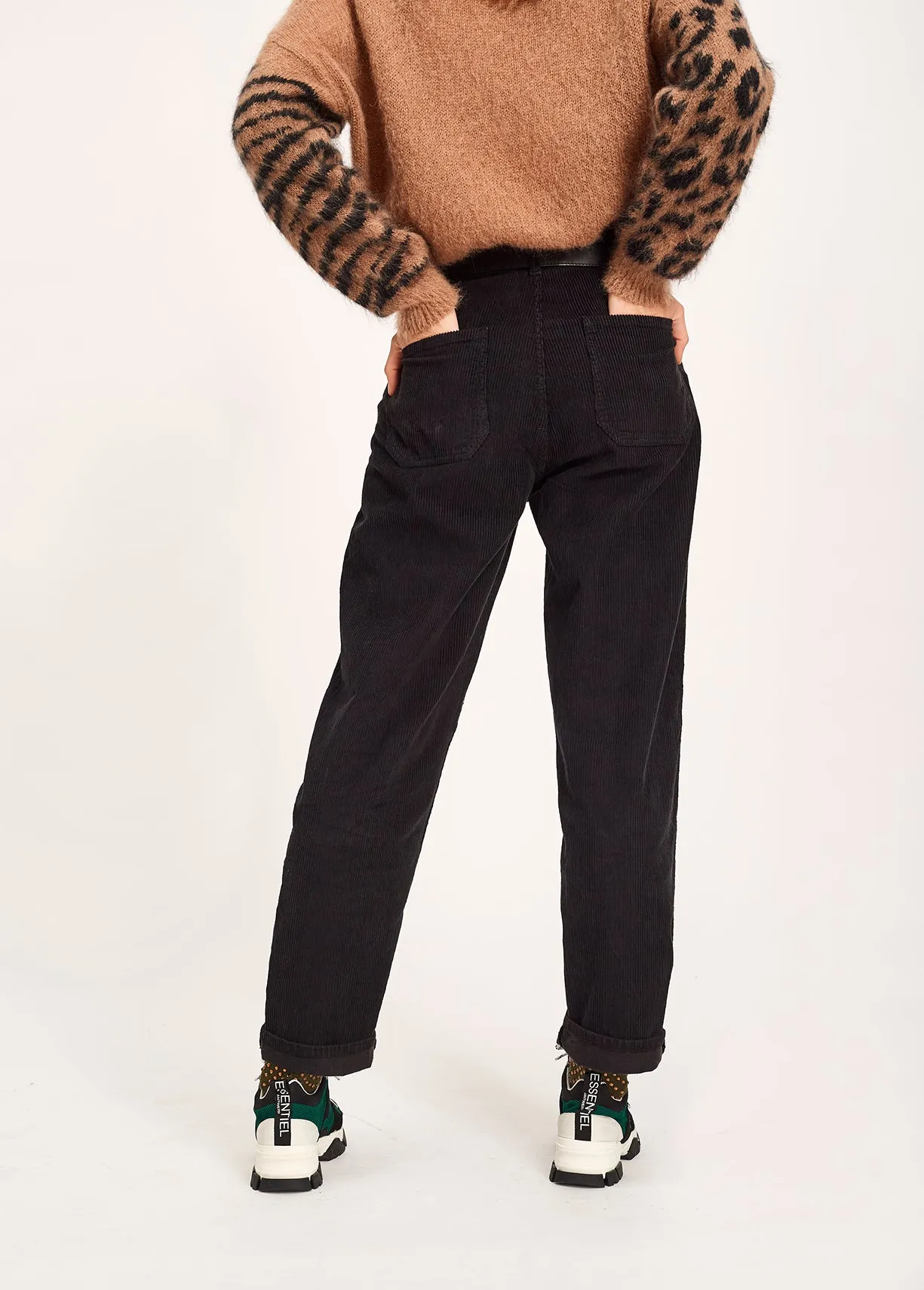 Black cotton-corduroy trousers