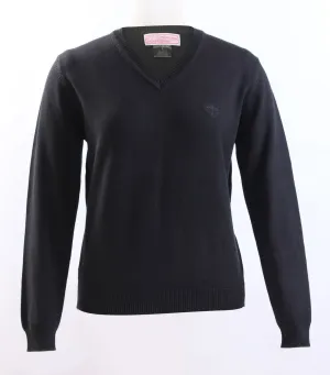 Black Cotton Knit V-neck sweater