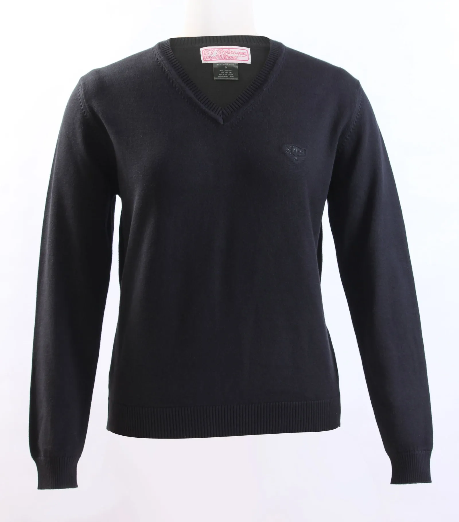 Black Knit V-neck sweater With SHS Logo