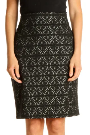 Black Printed Chic Pencil Skirt