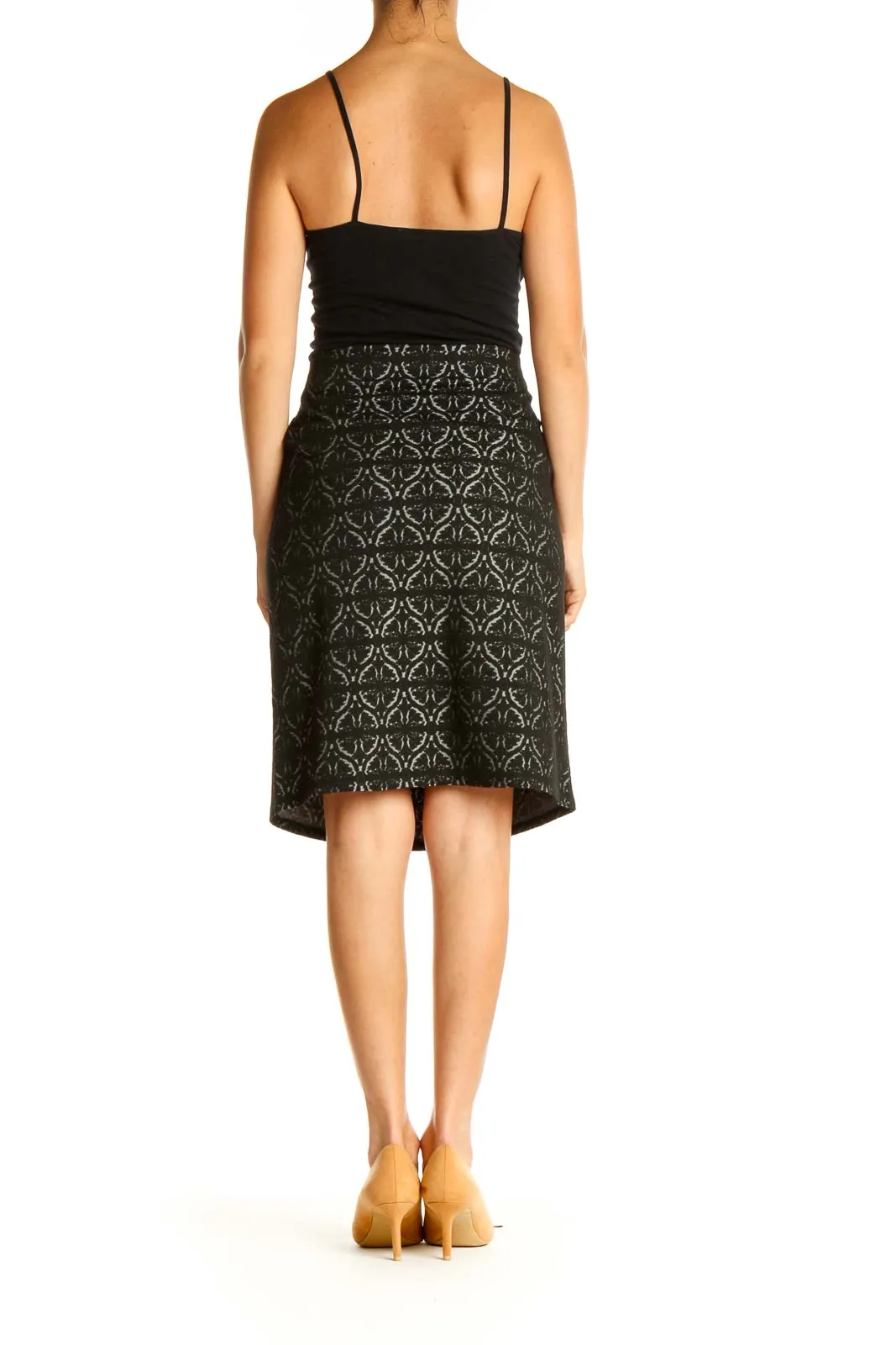 Black Printed Chic Pencil Skirt