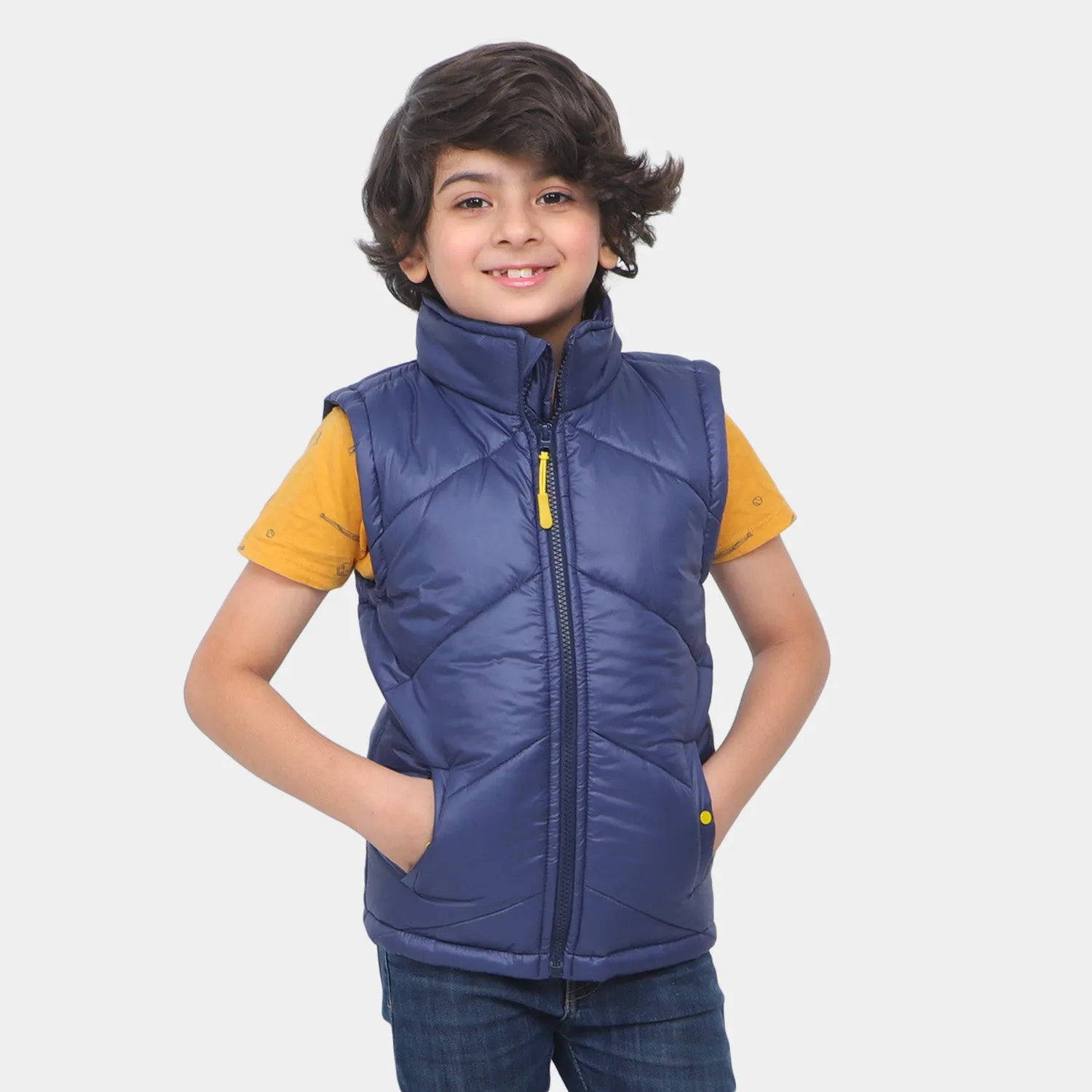 Boys Quilted Zipper jacket -Navy