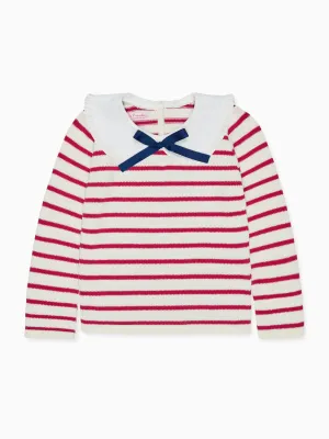 Burgundy Stripe Morissa Cotton Girl Jumper