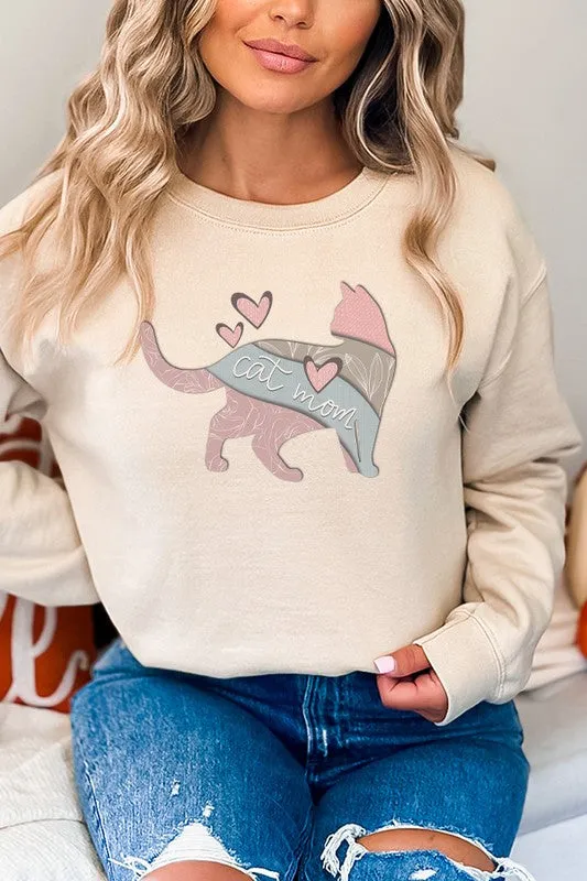 Cat Mom Soft Colored Graphic Sweatshirt