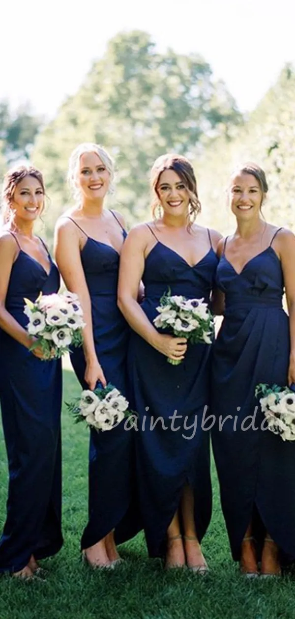 Charming V-neck High-low Floor Length Bridesmaid Dresses.DB10462