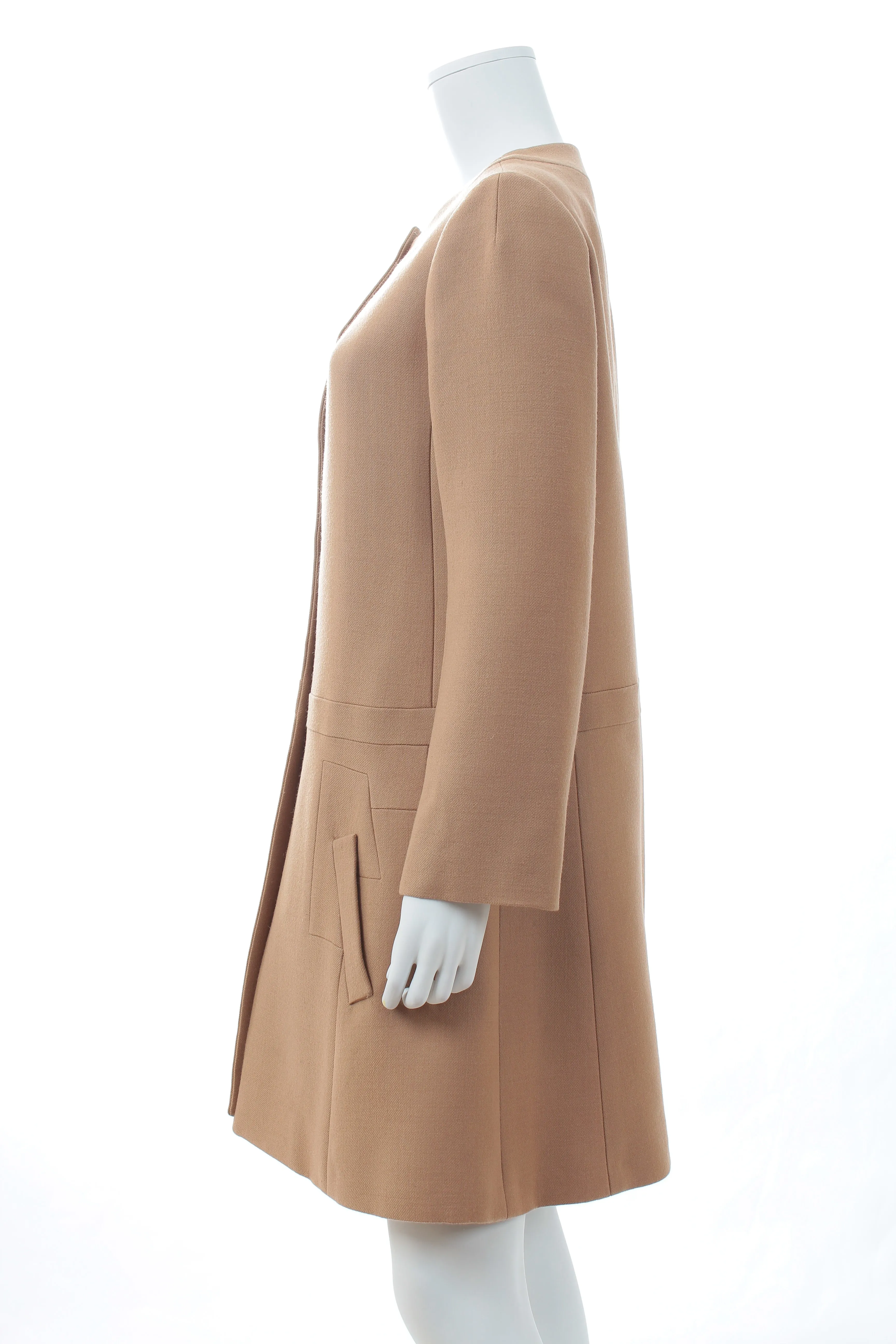 Chloé Wool A-Line Collarless Coat