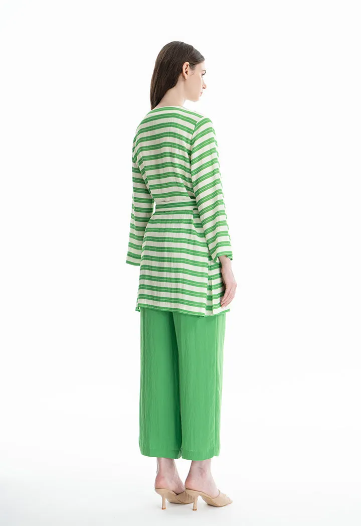 Choice Contrast Vertical Stripe Outer Jacket Green