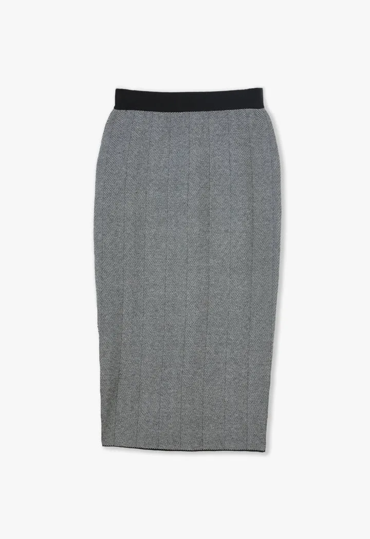 Choice Patterned Pencil Skirt Offwhite