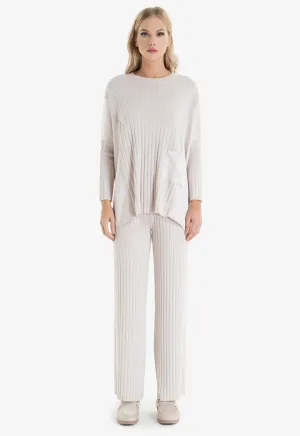 Choice Trousers With Striped Pattern  Beige