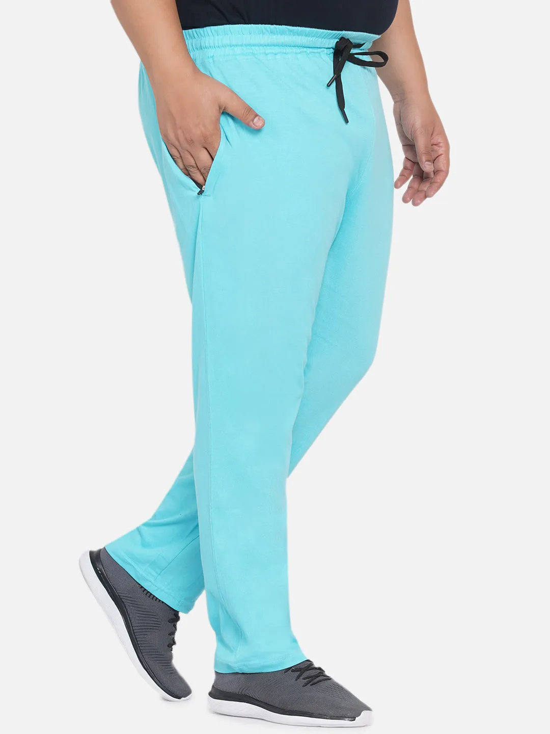 Columbia - Plus Size Men's Straight Fit Light Blue Solid  Cotton Track Pants