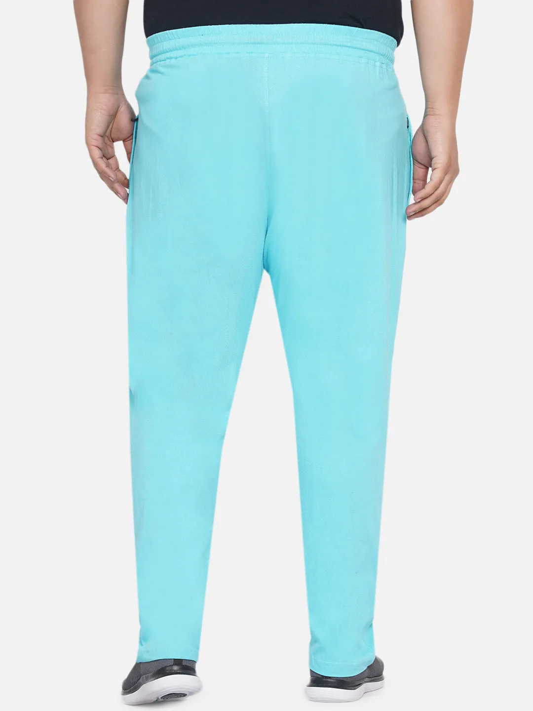 Columbia - Plus Size Men's Straight Fit Light Blue Solid  Cotton Track Pants