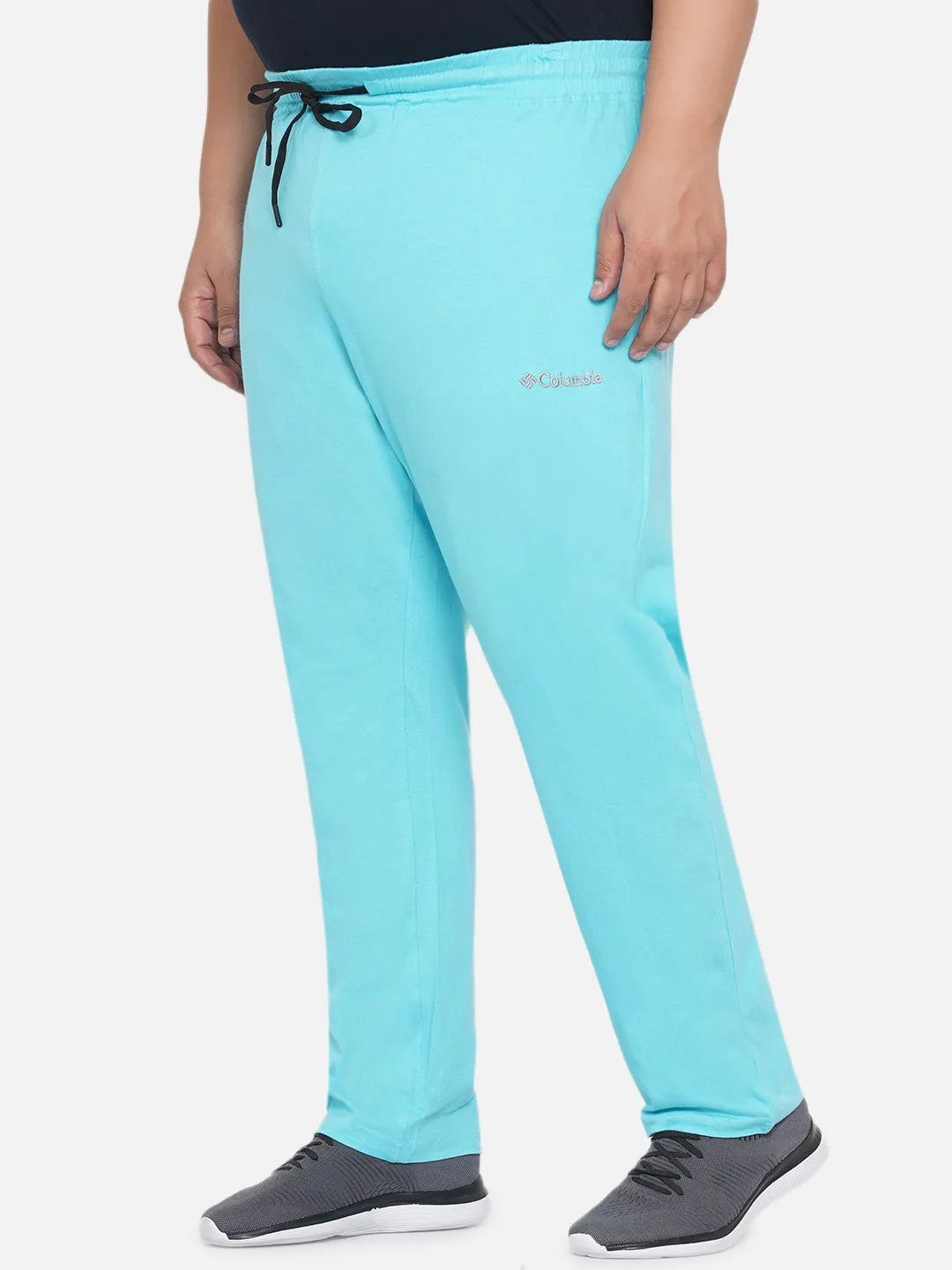 Columbia - Plus Size Men's Straight Fit Light Blue Solid  Cotton Track Pants