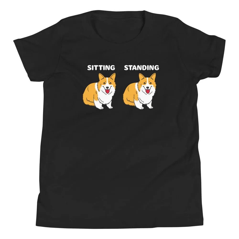 Corgi Sitting And Standing Kid's Youth Tee