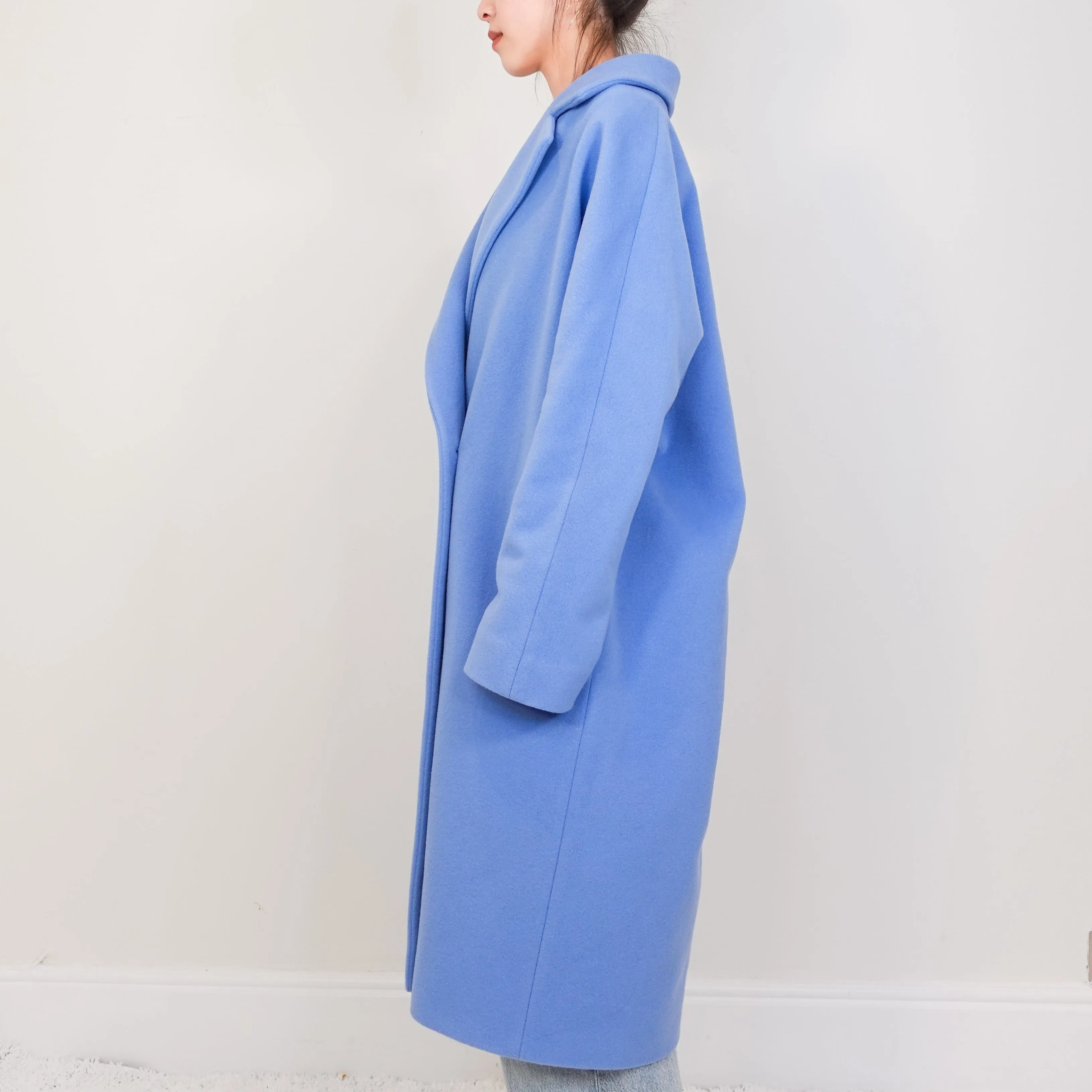 Cornflour blue wool and cashmere coat RRP £450