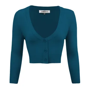 Cropped Cardigan - Teal Blue