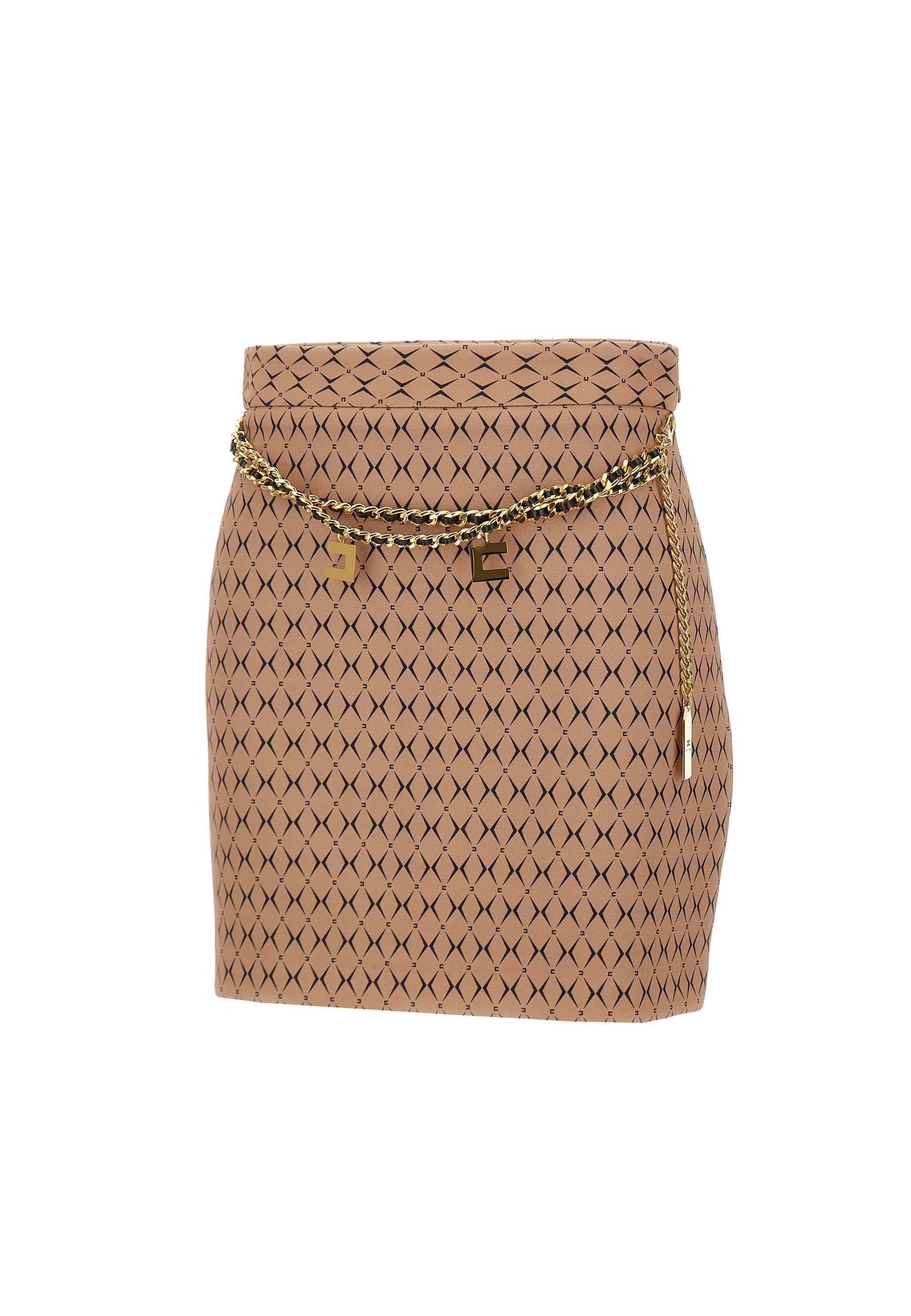 Daily Crepe Mini Skirt in Camel and Black