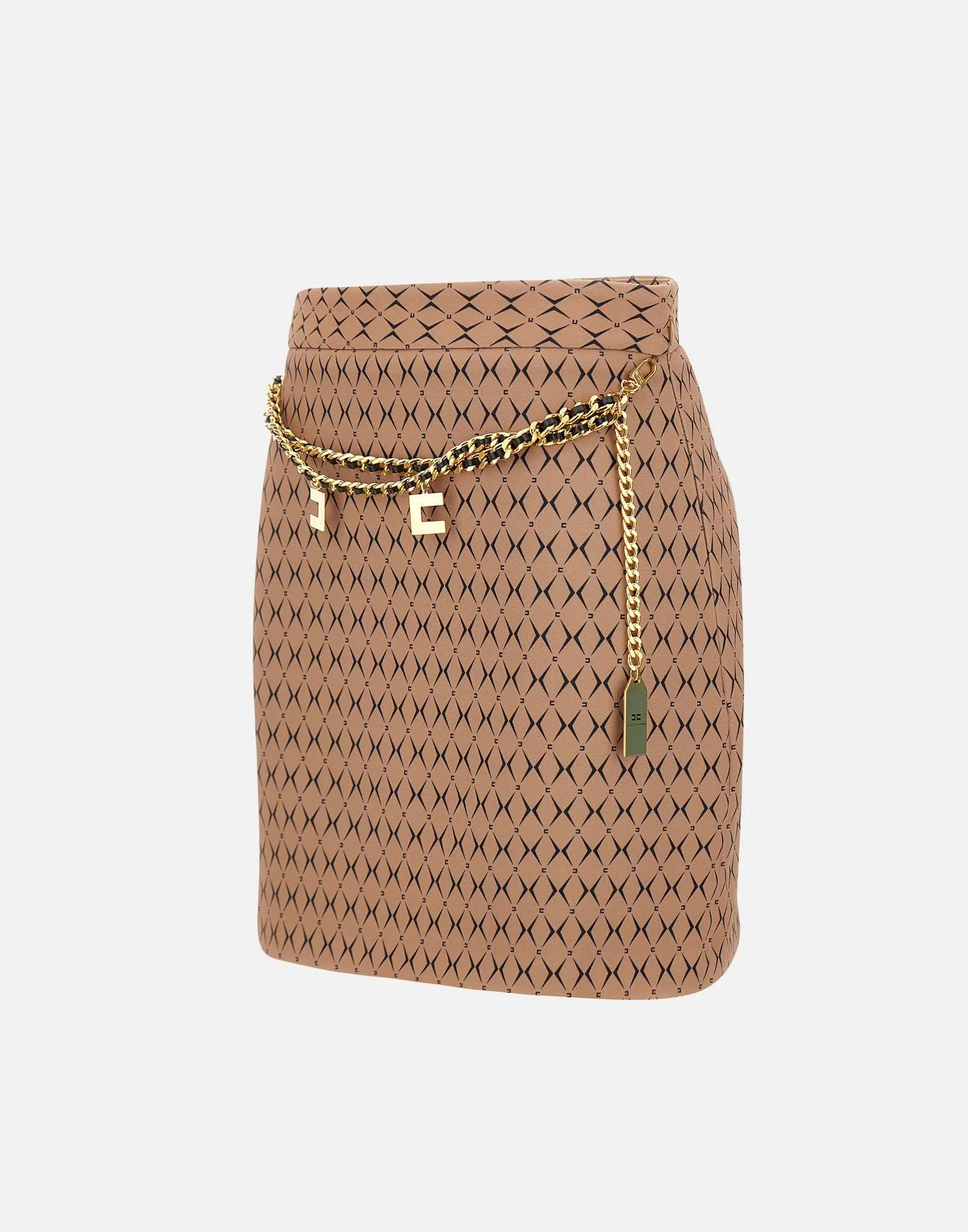 Daily Crepe Mini Skirt in Camel and Black