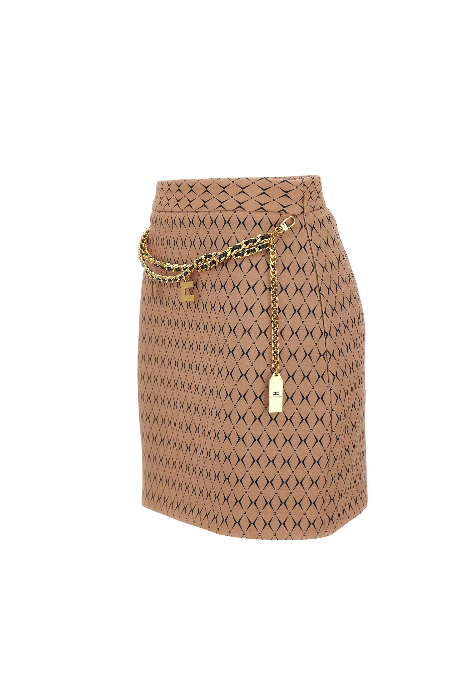 Daily Crepe Mini Skirt in Camel and Black