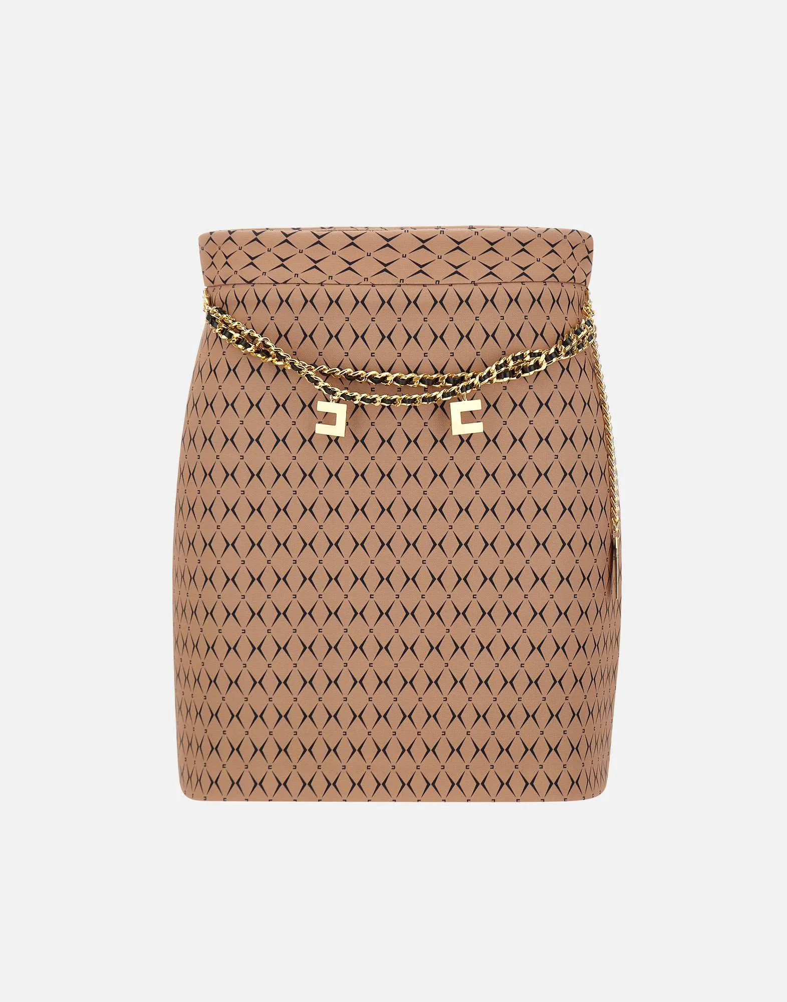 Daily Crepe Mini Skirt in Camel and Black