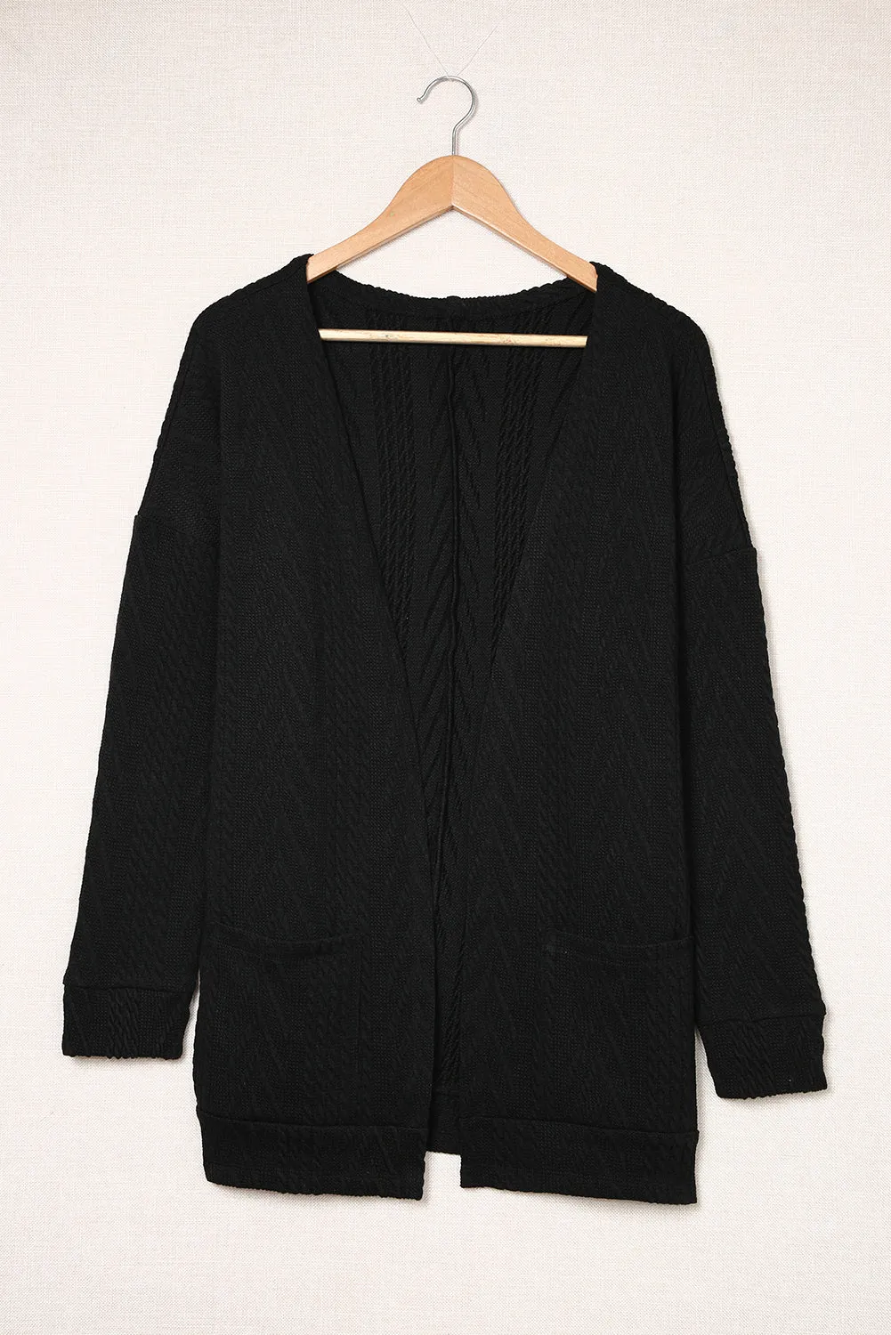 Drop Shoulder Textured Cardigan