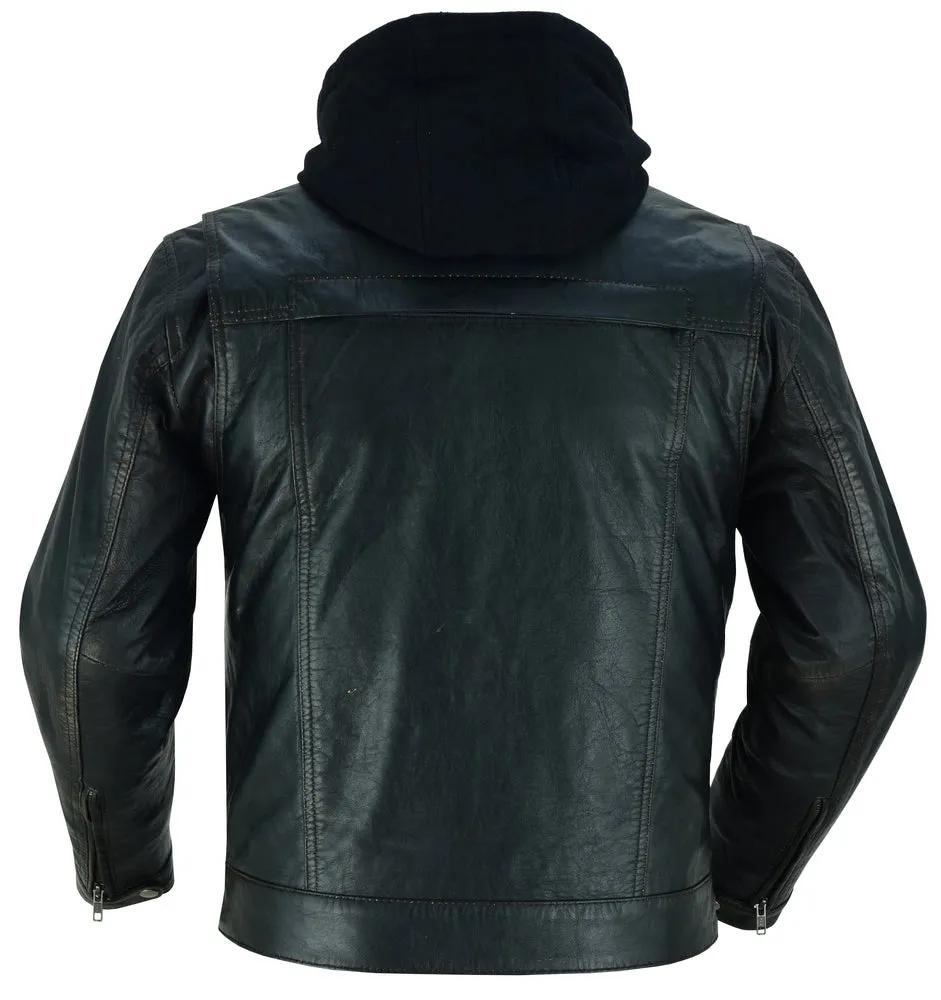 DS782 Men's Lightweight Drum Dyed Distressed Naked Lambskin Jacket