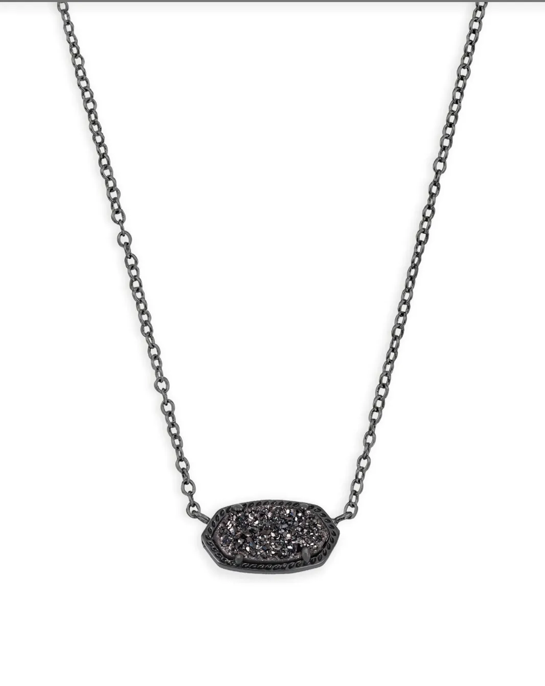 Elisa Pendant Necklace in Gunmetal Drusy