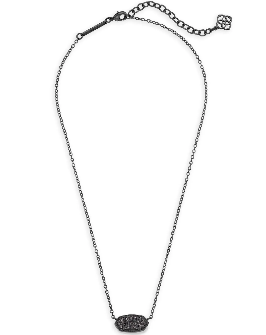 Elisa Pendant Necklace in Gunmetal Drusy