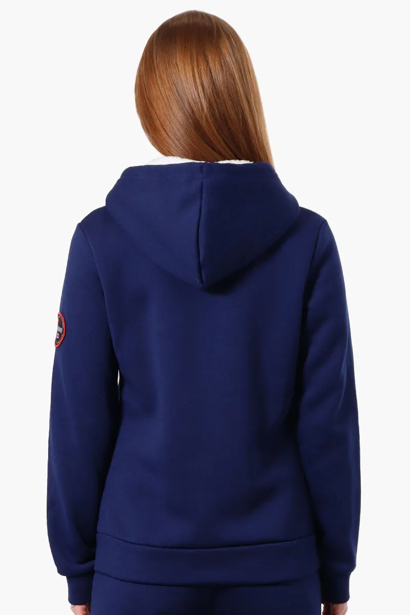 Fahrenheit Fleece Lined Brooklyn Print Hoodie - Navy