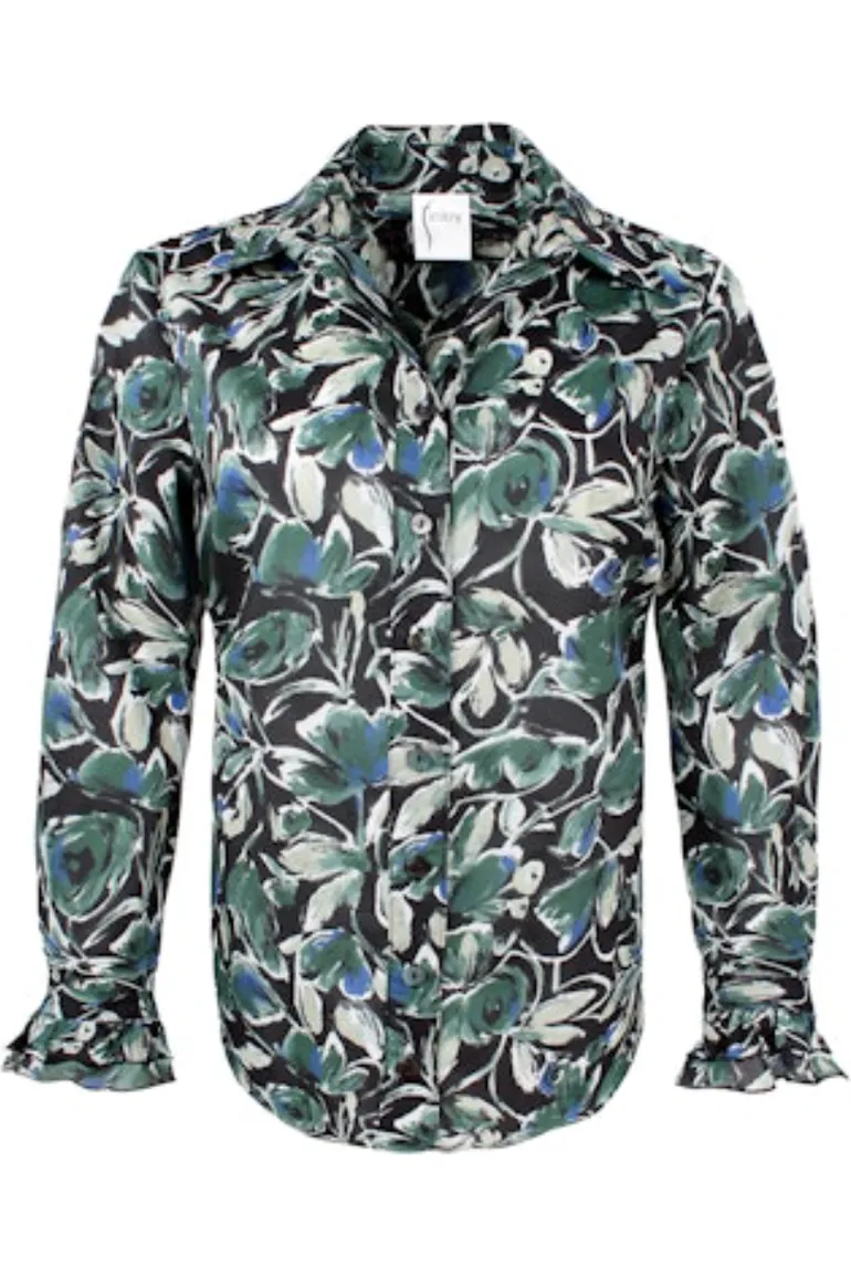 Finley Shirts Marianne Wintergreen Foliage Shirt 3508074F | Olive/Black/White | Clearance Final Sale