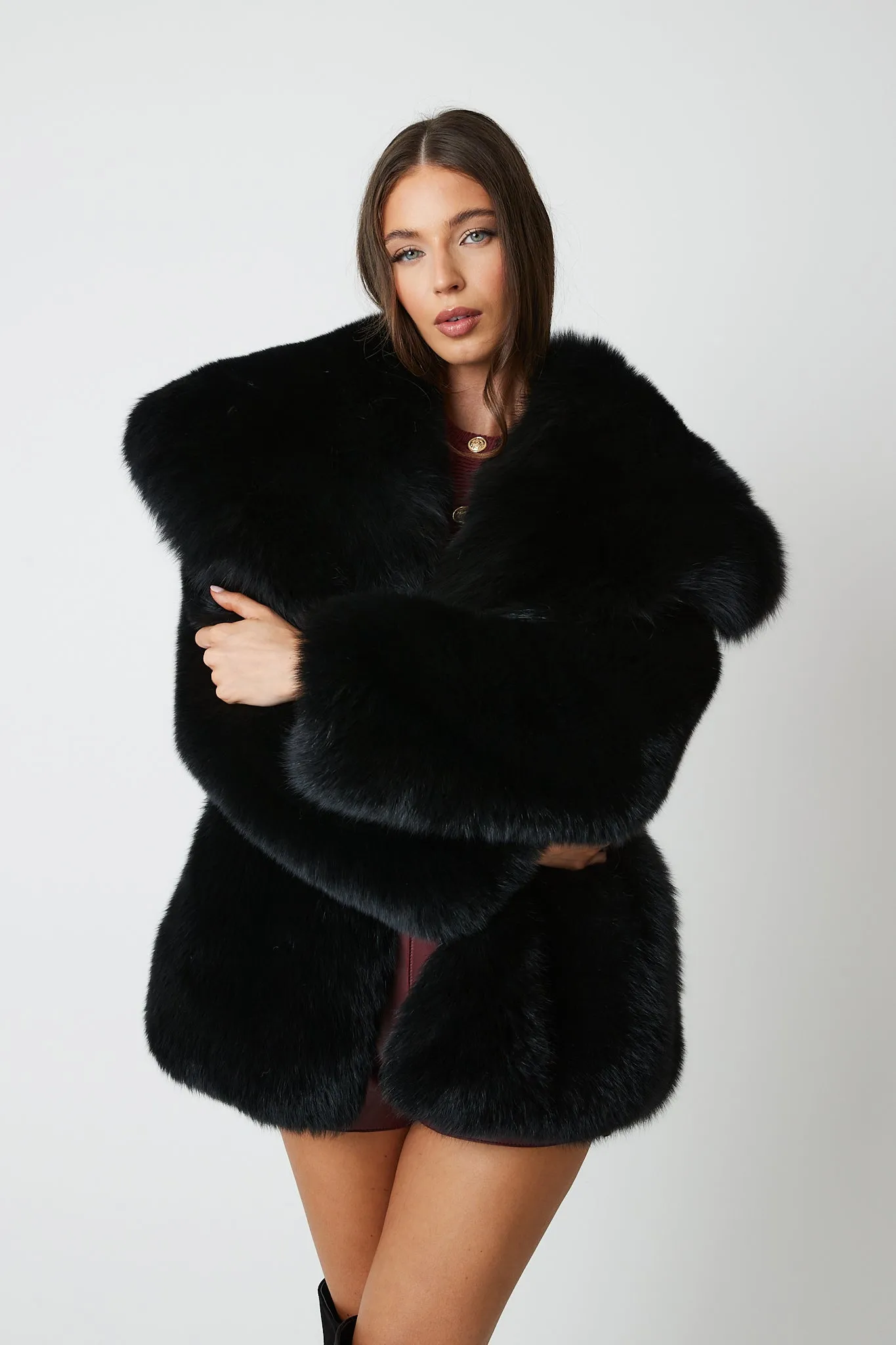 Gabi Full Pelt Fox Fur Coat with Collar