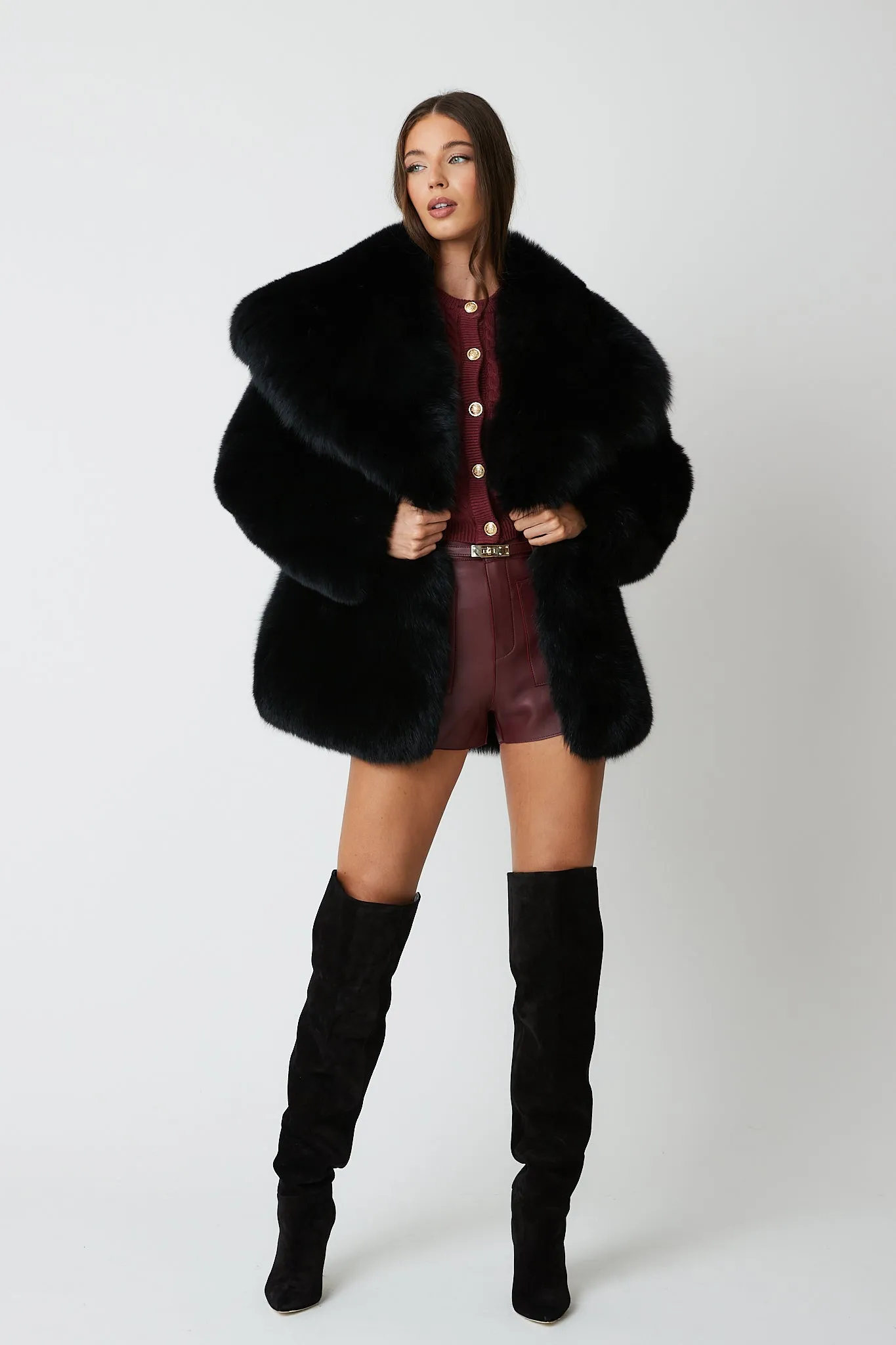 Gabi Full Pelt Fox Fur Coat with Collar