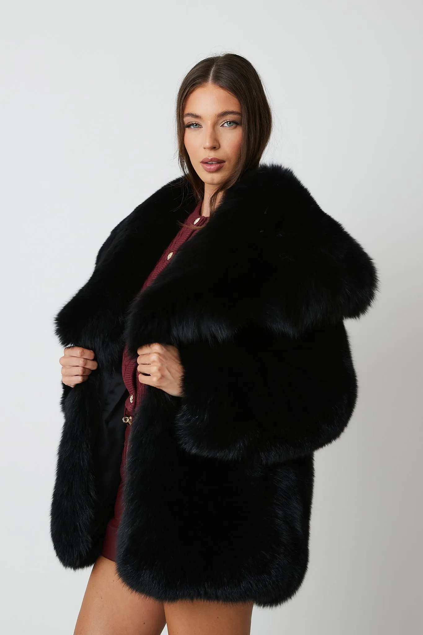 Gabi Full Pelt Fox Fur Coat with Collar