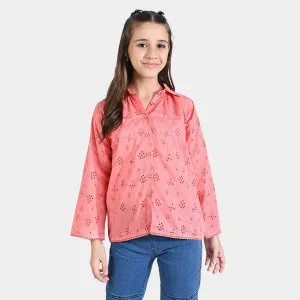 Girls Chicken Kari Emb Crop Top Peach Love-Peach