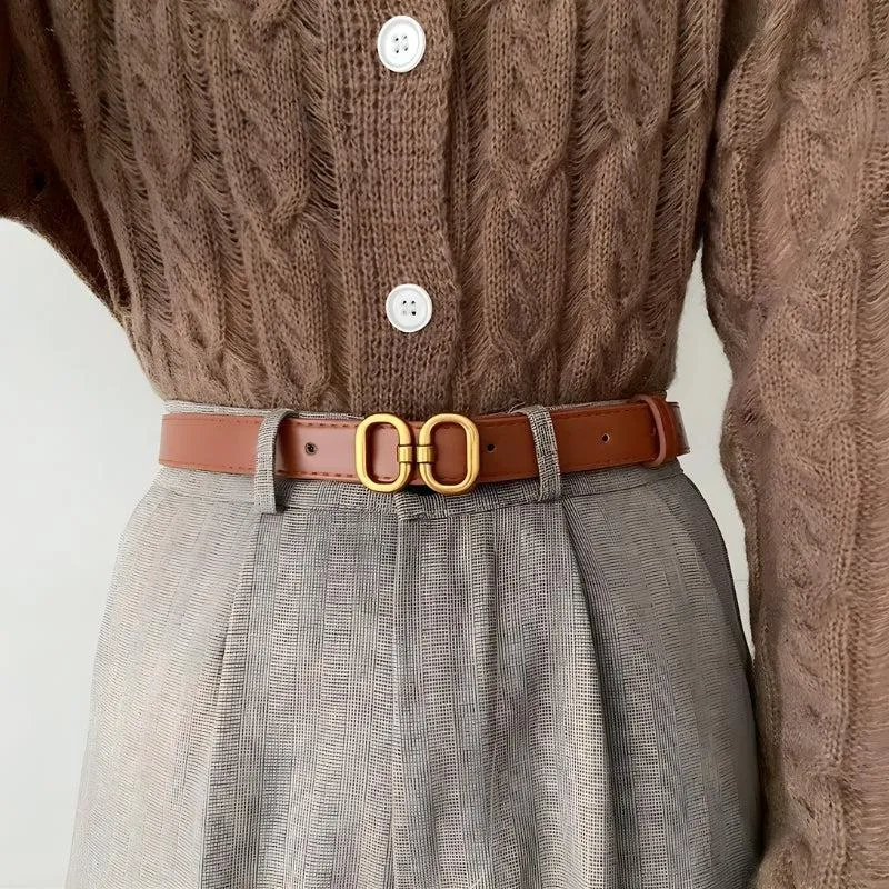 Golden Buckle Skinny Belt