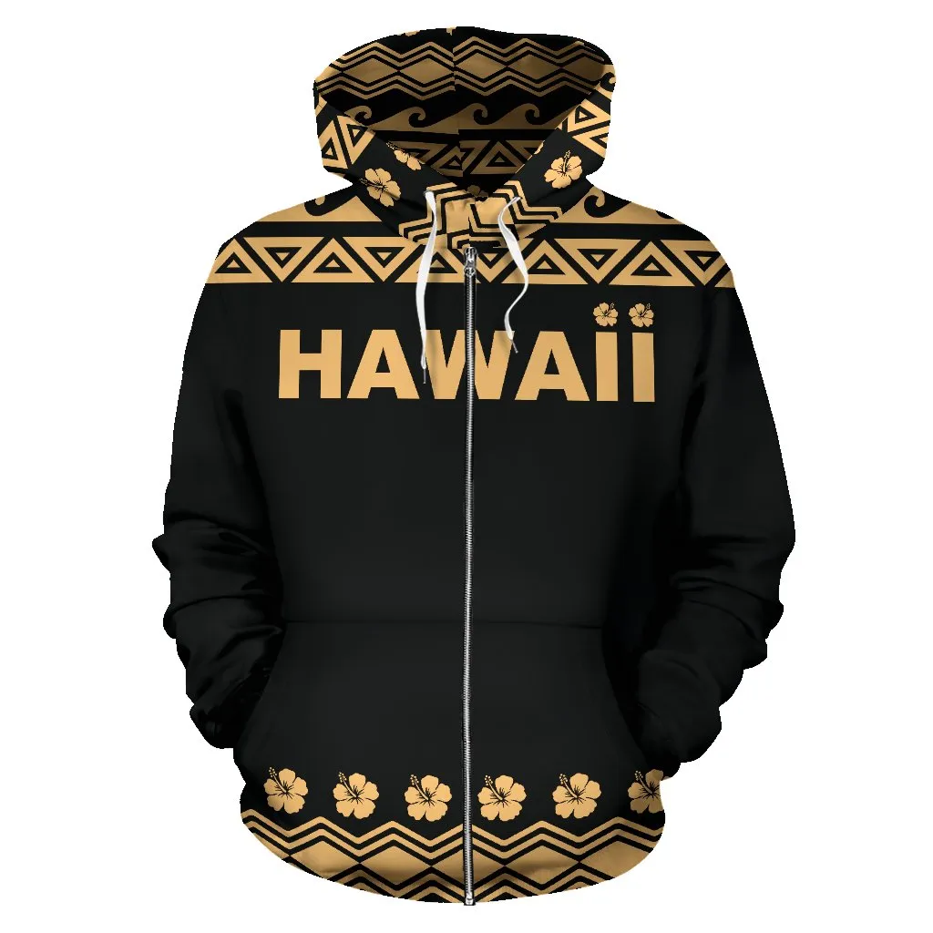 Hawaii Pineapple Hibiscus Pattern All Over Print Zip Up Hoodie Bn04