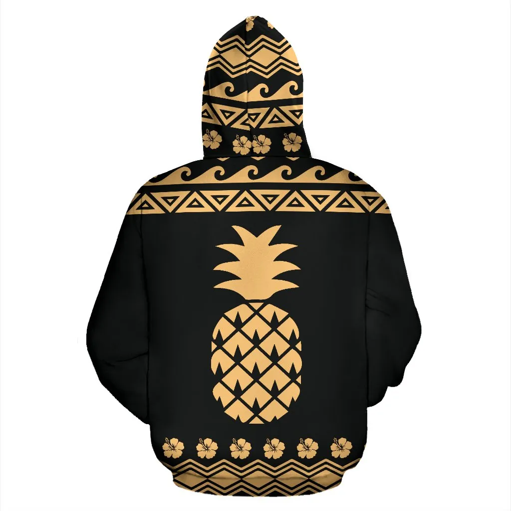 Hawaii Pineapple Hibiscus Pattern All Over Print Zip Up Hoodie Bn04