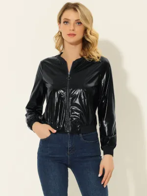 Holographic Shimmering Metallic Lightweight Bomber Jacket