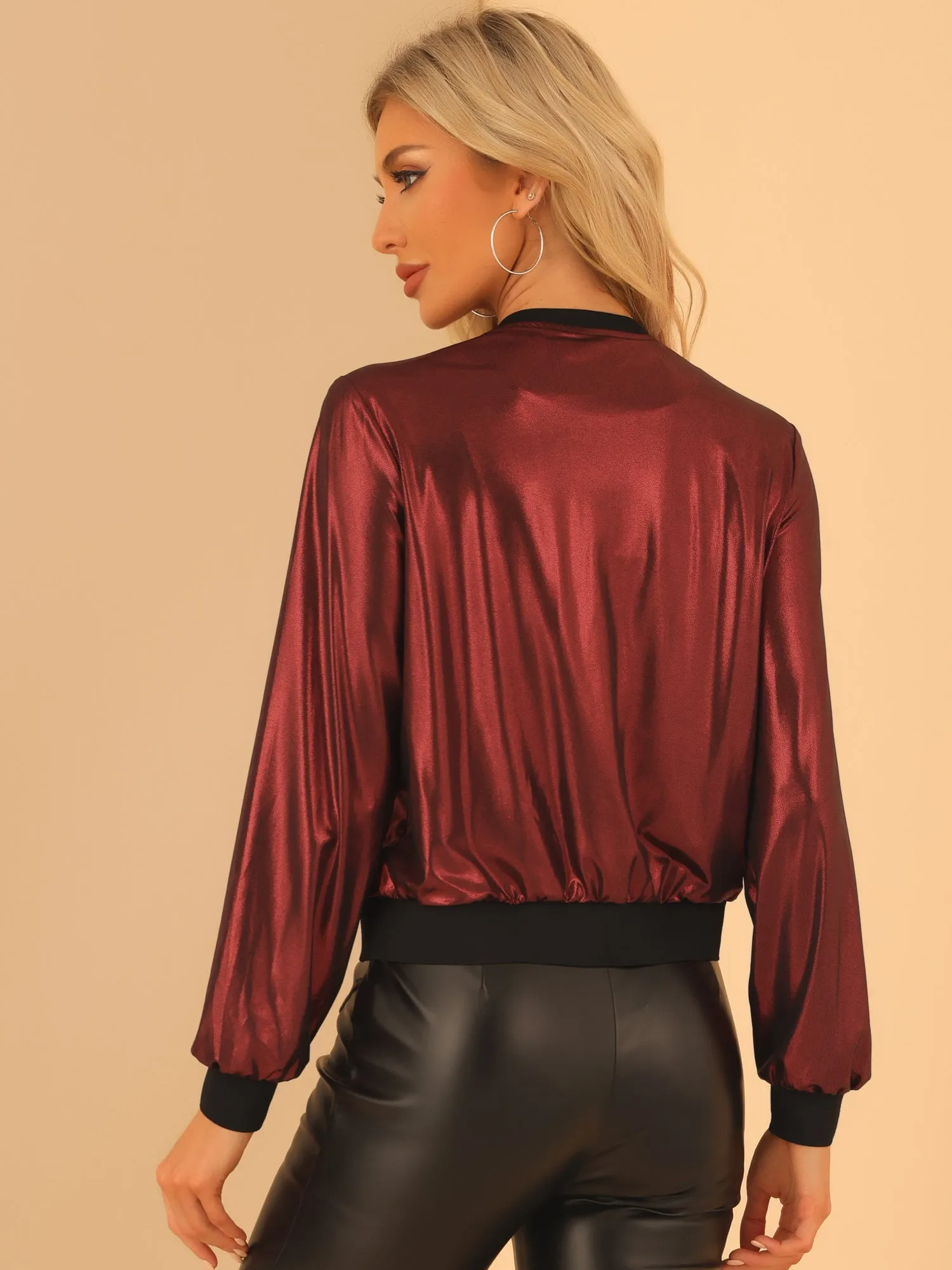 Holographic Shimmering Metallic Lightweight Bomber Jacket