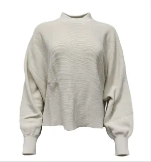 HoodLamb Women's Cream Mock Collar Hemp Sweater 420 NWT