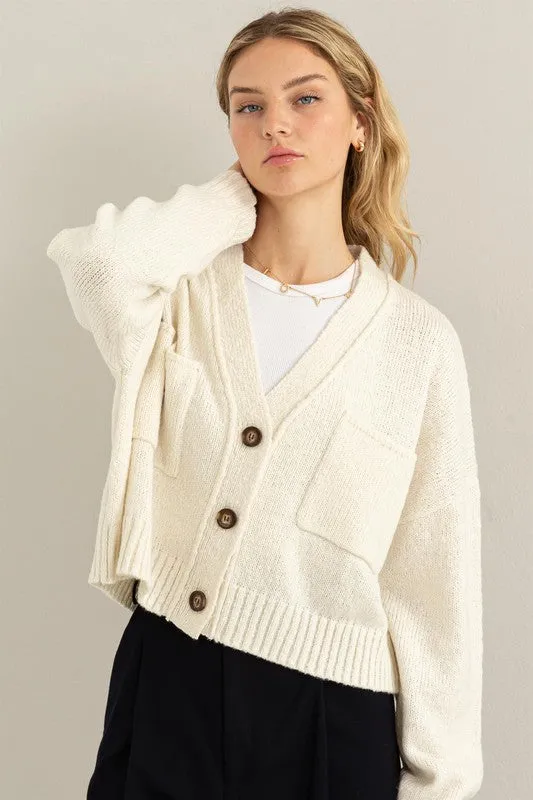 HYFVE Cute Mood Crop Shoulder Cropped Cardigan Sweater