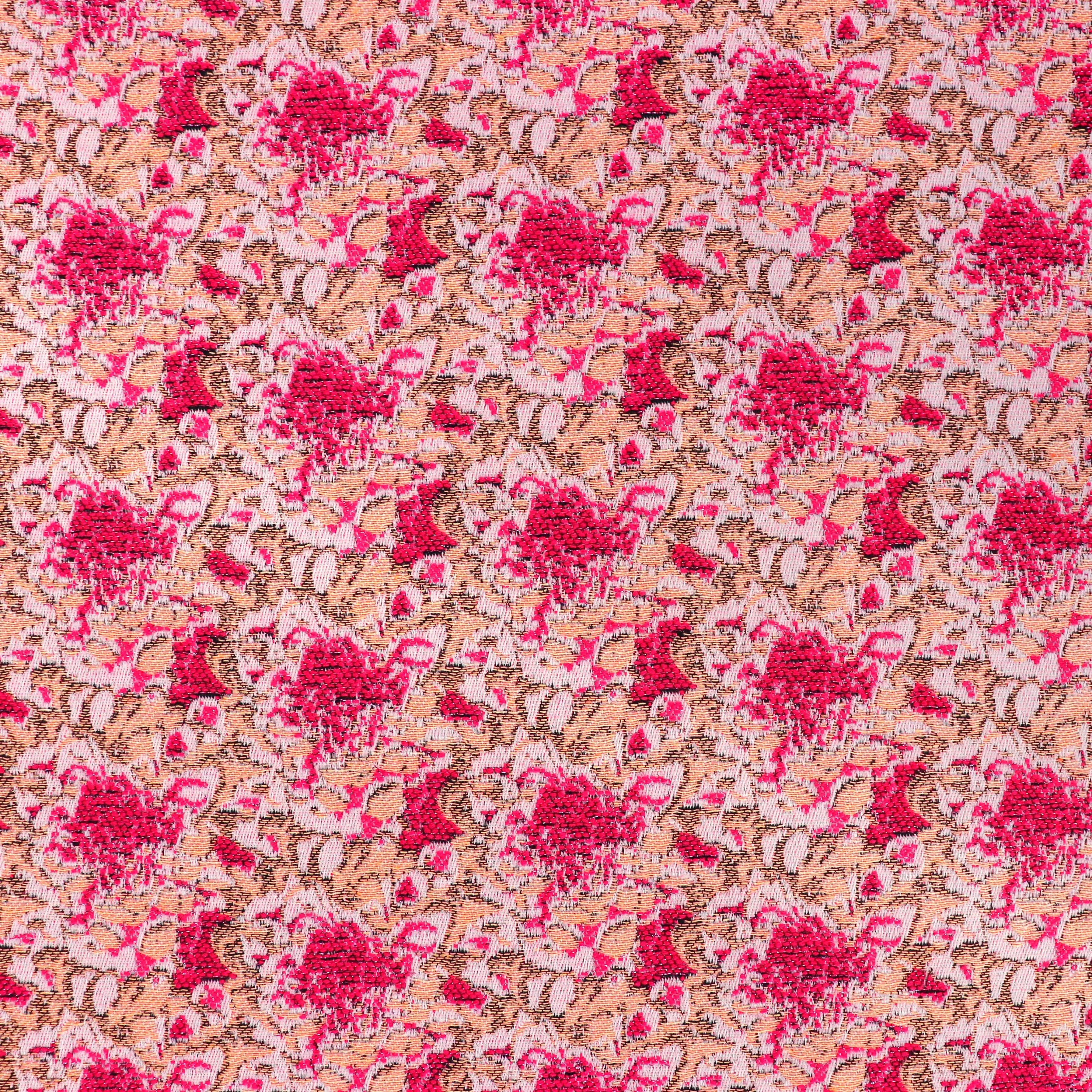 Jacquard Fabric - Pink   Black Sparkle Floral - SALE