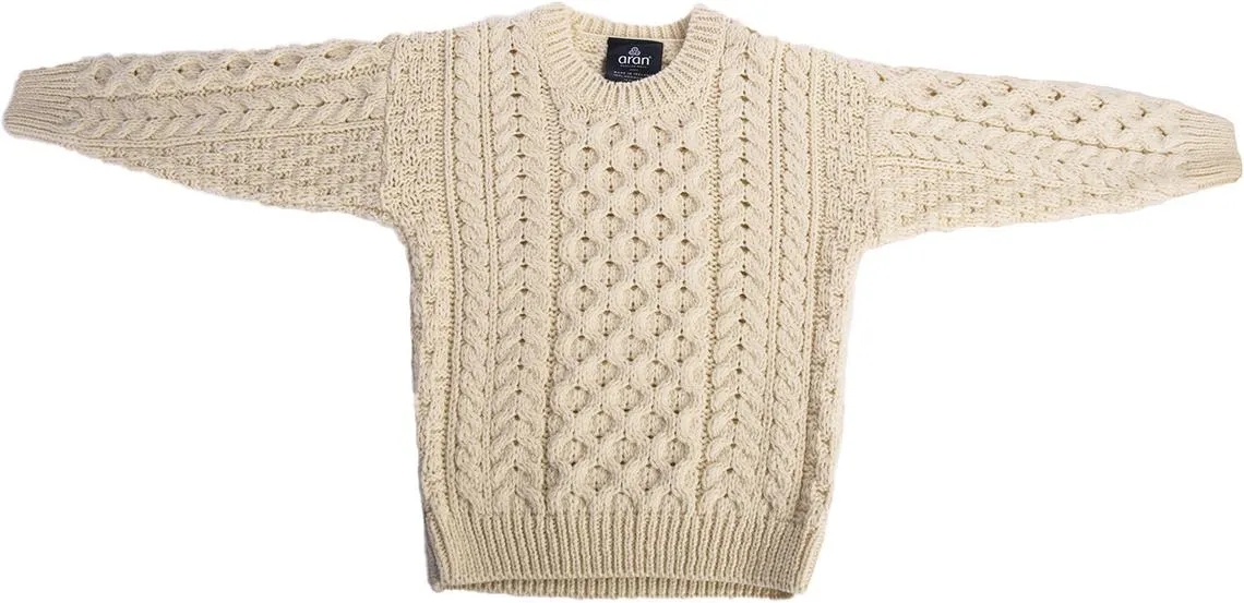 KIDS TRADITIONAL ARAN MERINO WOOL SWEATER