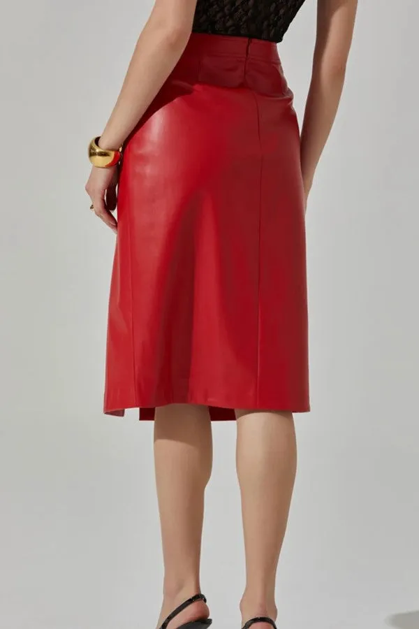 Ladonne Faux Leather Midi Skirt